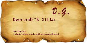 Dvorzsák Gitta névjegykártya